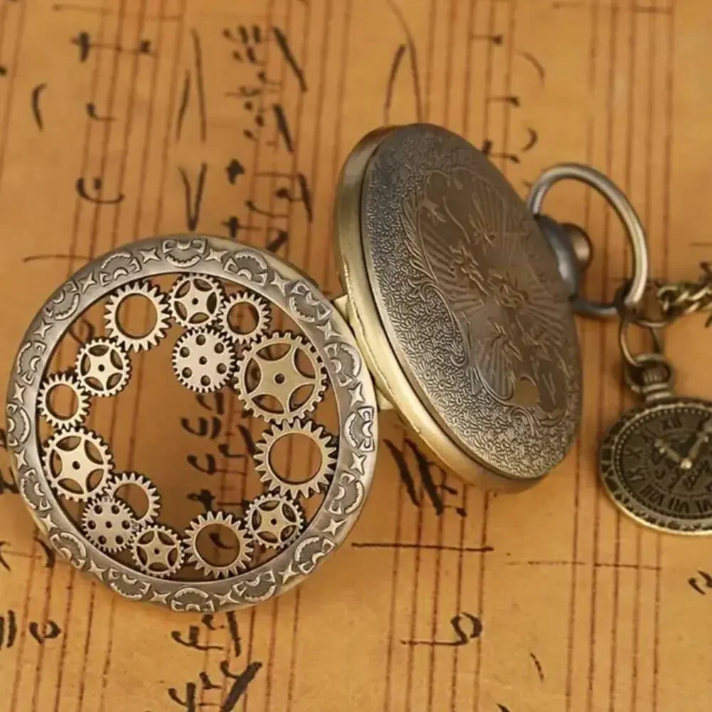 Steampunk Train Gears Pocket Watch Cosplay Christmas Birthday Anniversary Gift